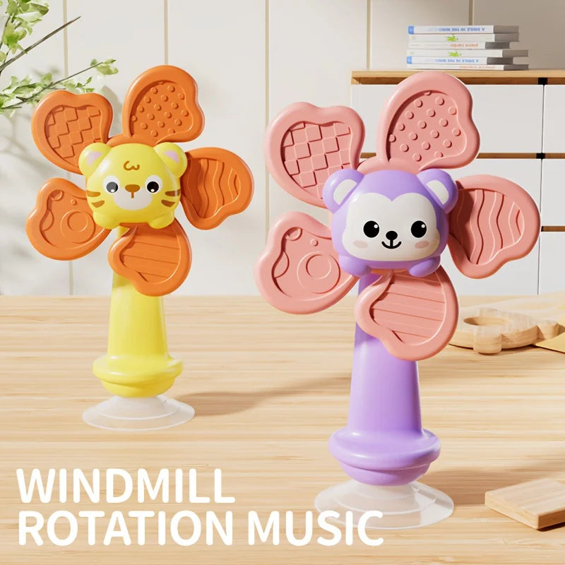 Baby Suction Cup Windmill Toy with Animal Shapes