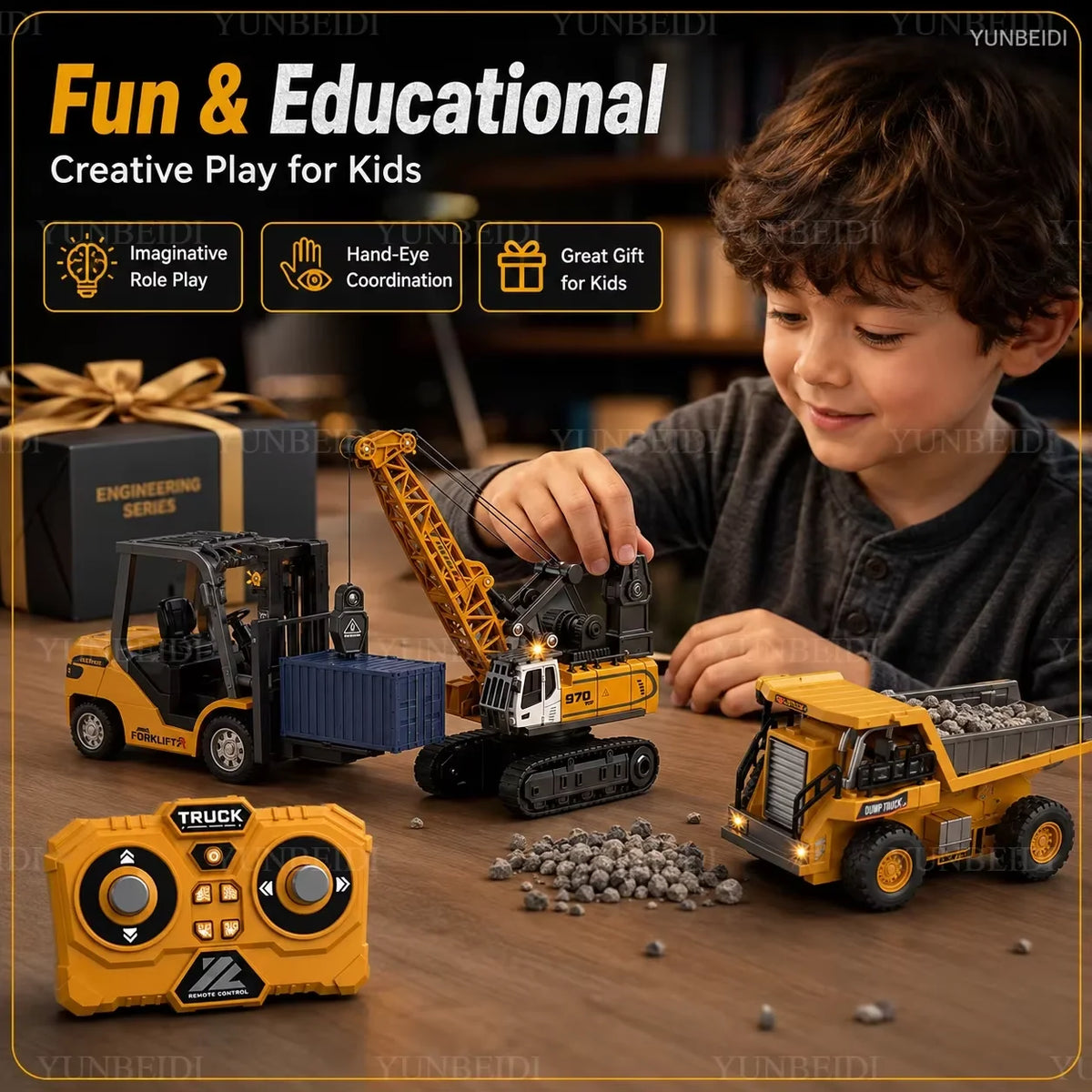 Miniature RC Forklift with Trailer and Bluetooth App Control