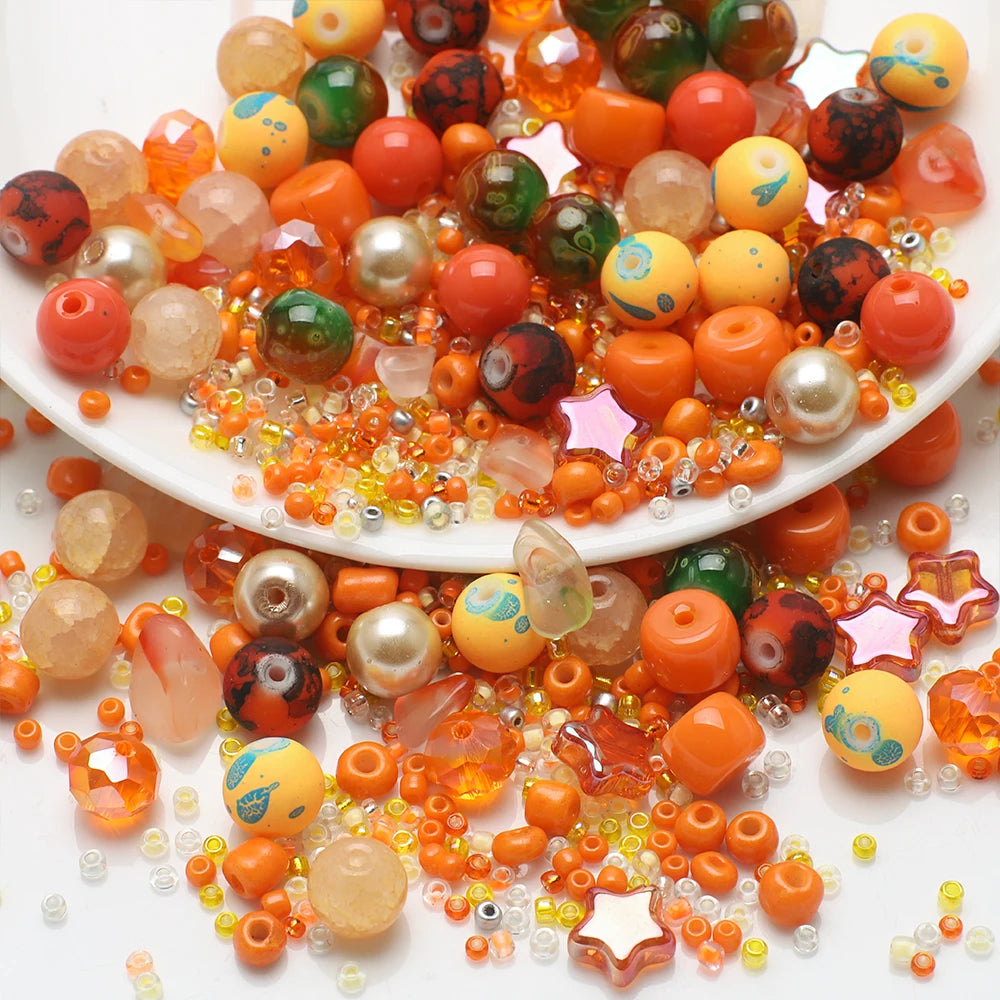 Crystal Glass Seed Beads for Jewelry Making – 45g Mixed Colors & Shapes