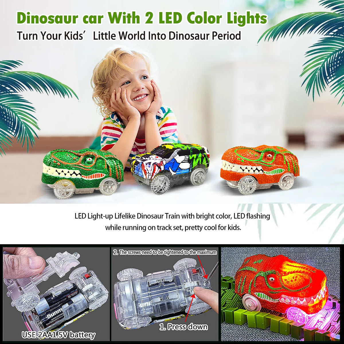 Dino Race Track Toy with Electric Climbing Car