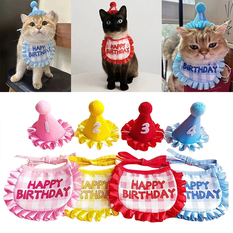 Pet Birthday Hat and Bib Celebration Set