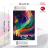 A diamond painting kit featuring an aurora landscape design on a canvas, with dimensions 30cm by 40cm.