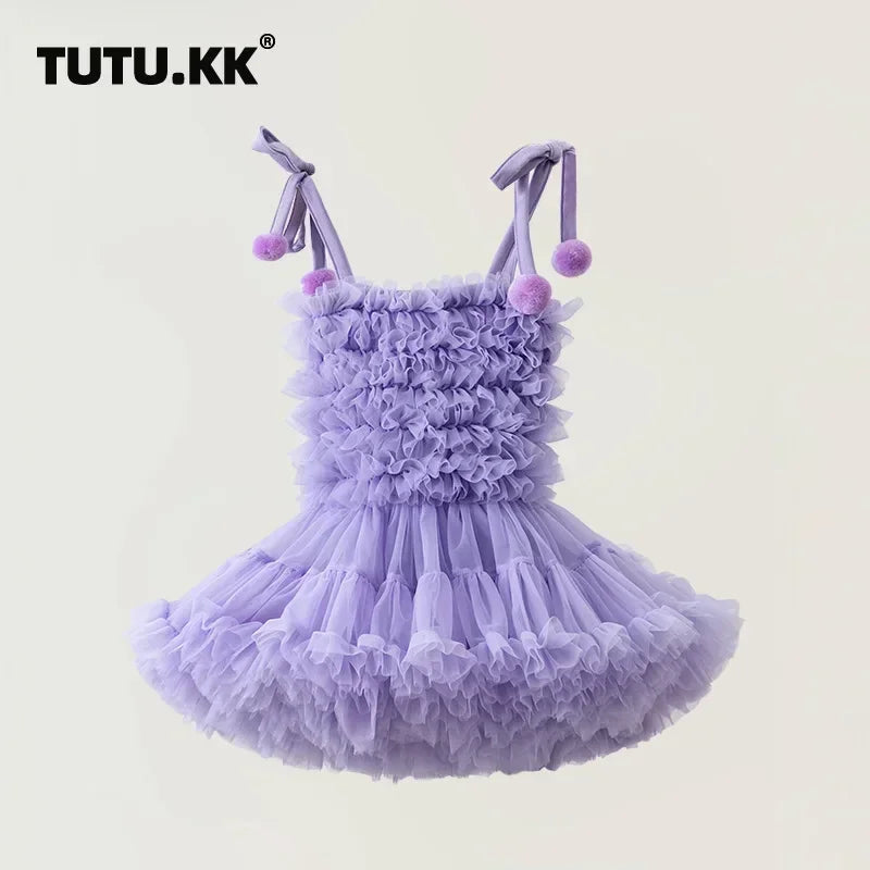 Children's Princess Tutu Dress with Ruffled Ball Gown Design