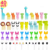 A set of 40 mini fruit forks for kids in various colors and shapes.