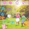 A child is playing with a foot launcher flying disc toy set, demonstrating parent-child interaction and cognitive development