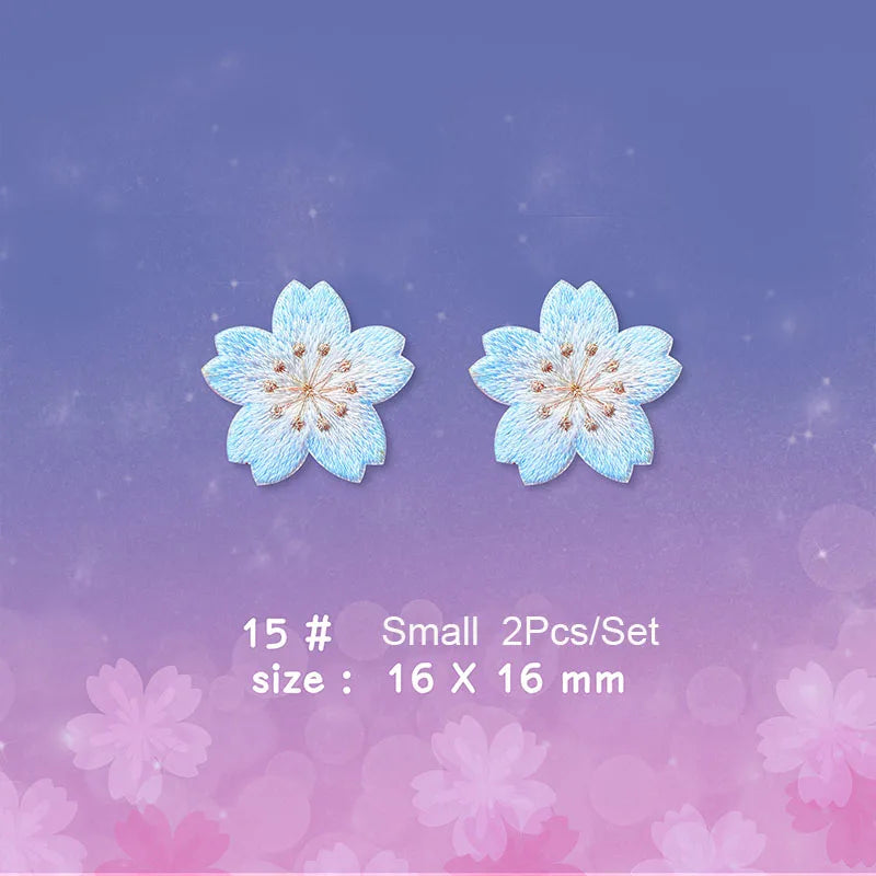 Cherry Blossom Embroidery Patches – Self-Adhesive DIY Decor for Clothes & Accessories