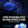 A blue GAN14 Maglev speed cube is shown with various tuning choices and components.