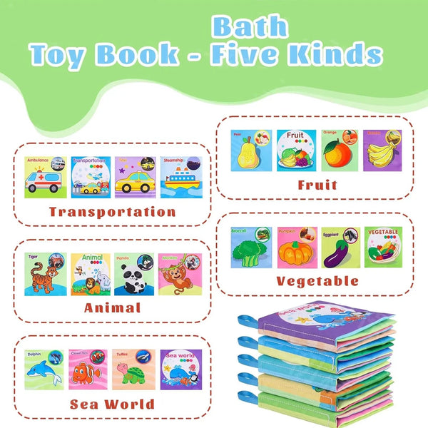 Soft Sensory Cloth Books for Babies with Teething Rings