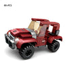 A red police helicopter and SWAT carrier vehicle building blocks set with transparent cockpit and rugged tires.