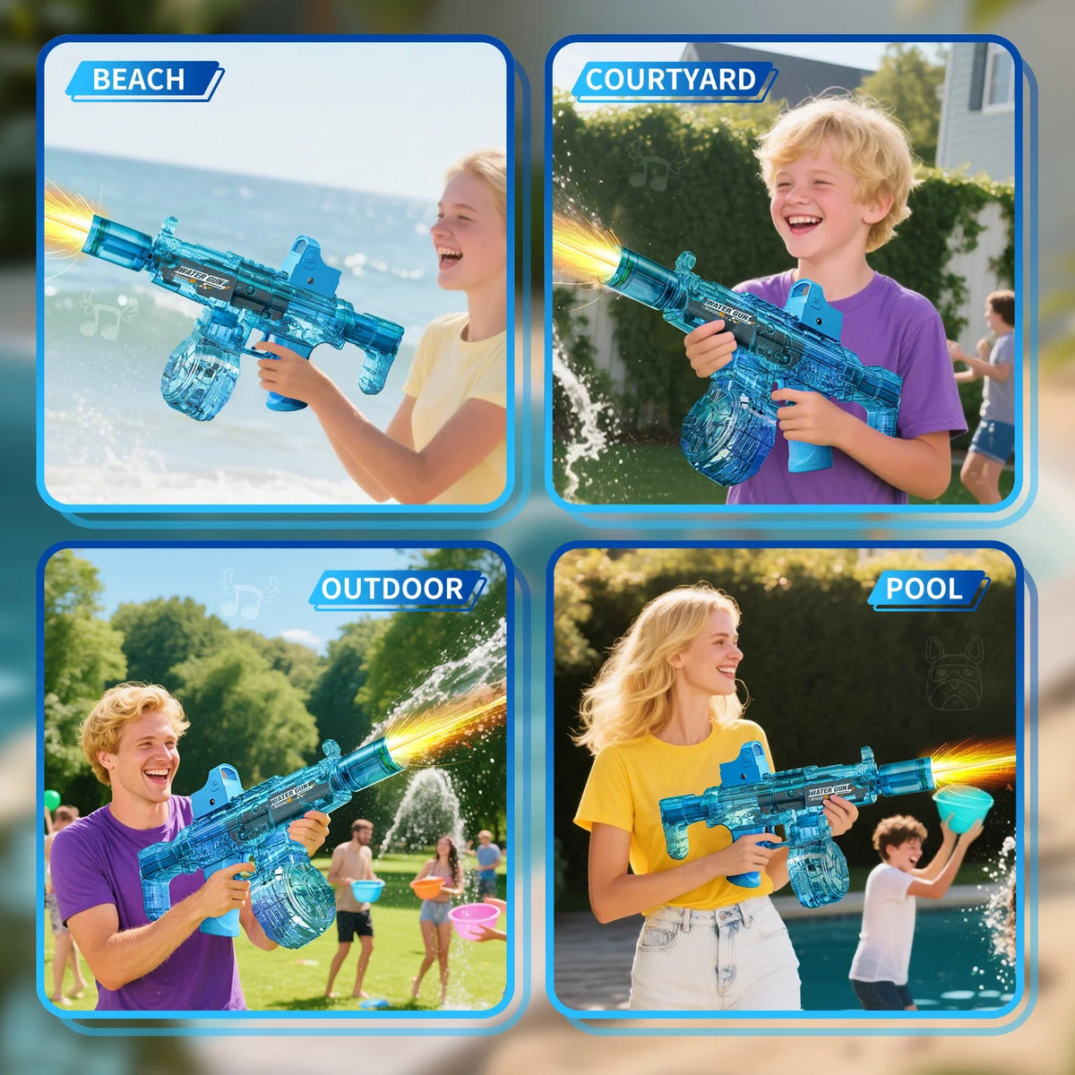 Electric Water Gun with Recoil Effect & Sensor Lights