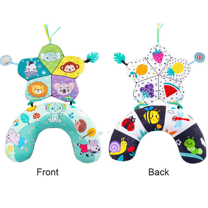 High-Contrast Tummy Time Pillow for Baby Sensory Development