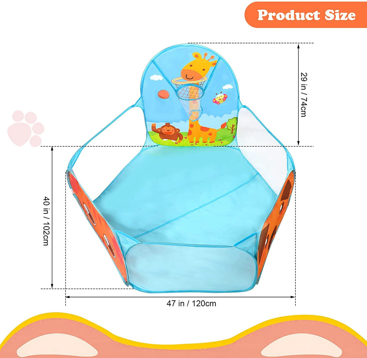 Kids' Foldable Ball Pit Play Tent with Storage Basket