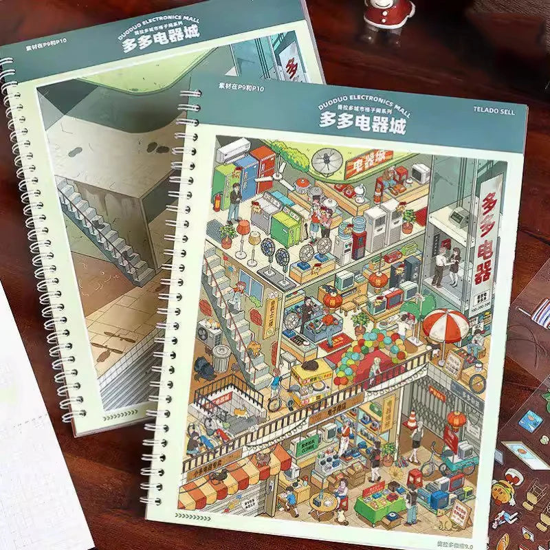 3D Dollhouse Miniature Scene Sticker Book for Journaling and DIY Crafts
