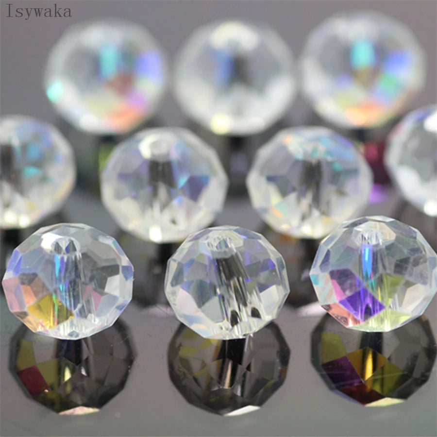 Multicolor round crystal glass beads used as spacers for jewelry making