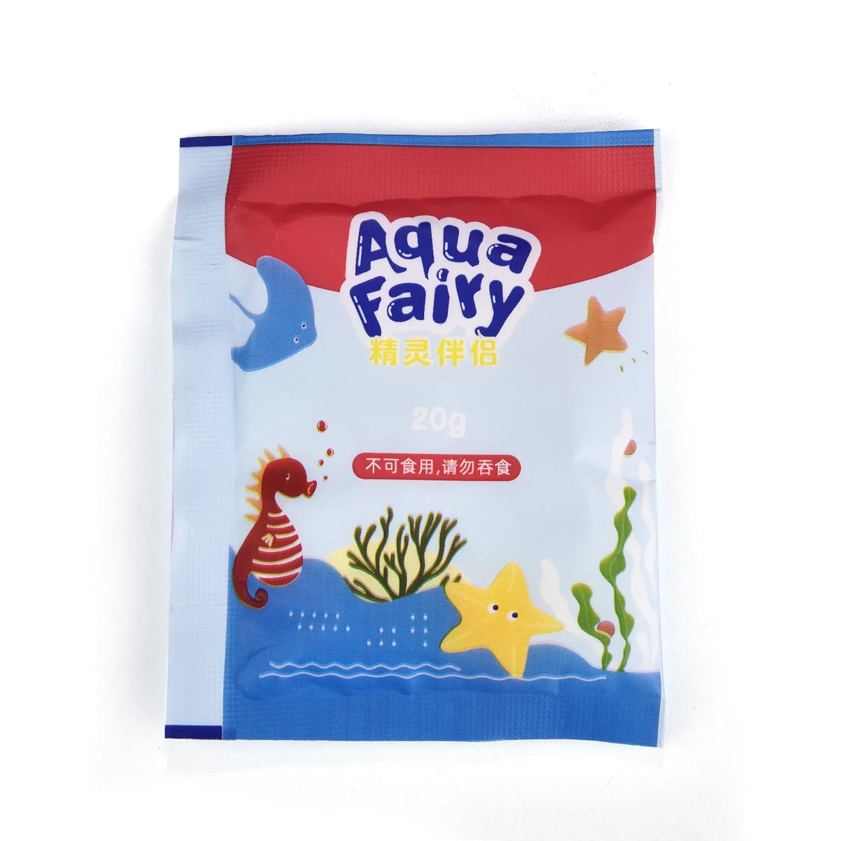 A pouch of Aqua Fairy magic water elf DIY craft kit for kids with a blue and red design.