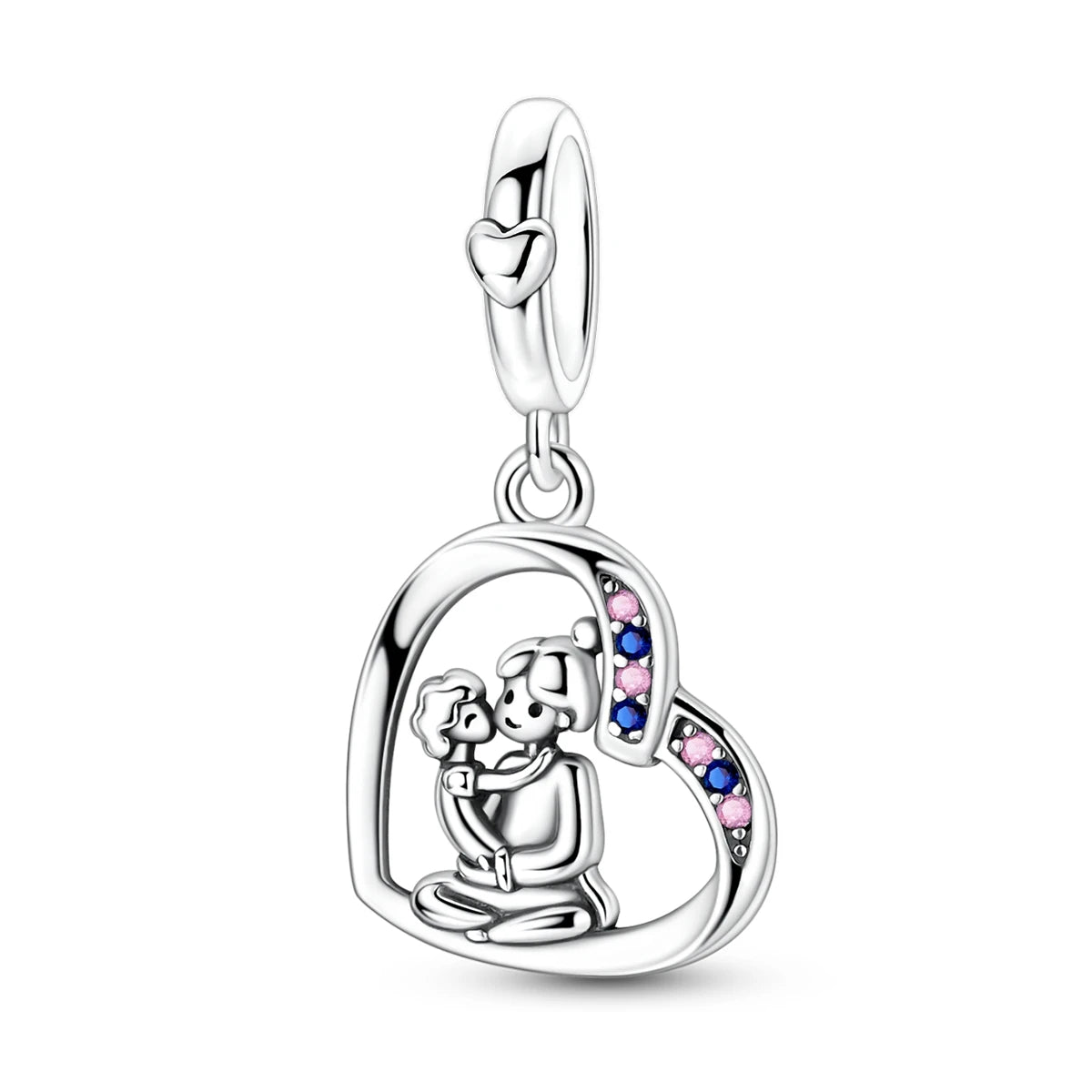 925 Sterling Silver Heart Charm Beads for Bracelets and Necklaces