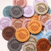 Round PU Leather Labels with Embossed Design for DIY Crafts