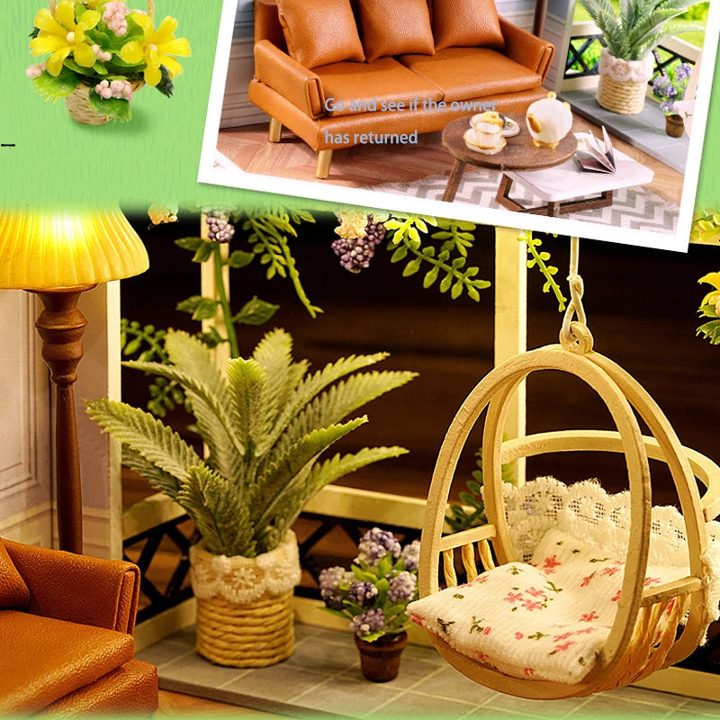 DIY Wooden Miniature Dollhouse Coffee Shop Kit