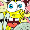 A close-up of cartoon eyes and a character face from SpongeBob SquarePants used as a diamond painting kit example.