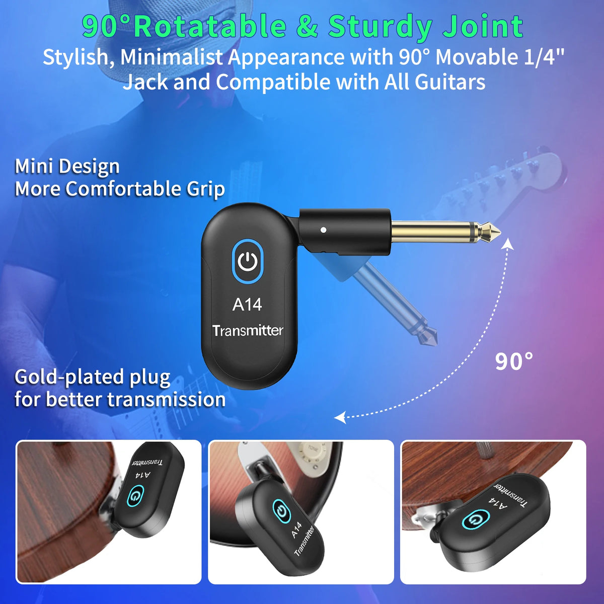 2.4GHz Wireless Guitar System with Rechargeable Transmitter & Receiver