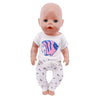 Bear Print Casual Outfit for 43 cm Baby Dolls