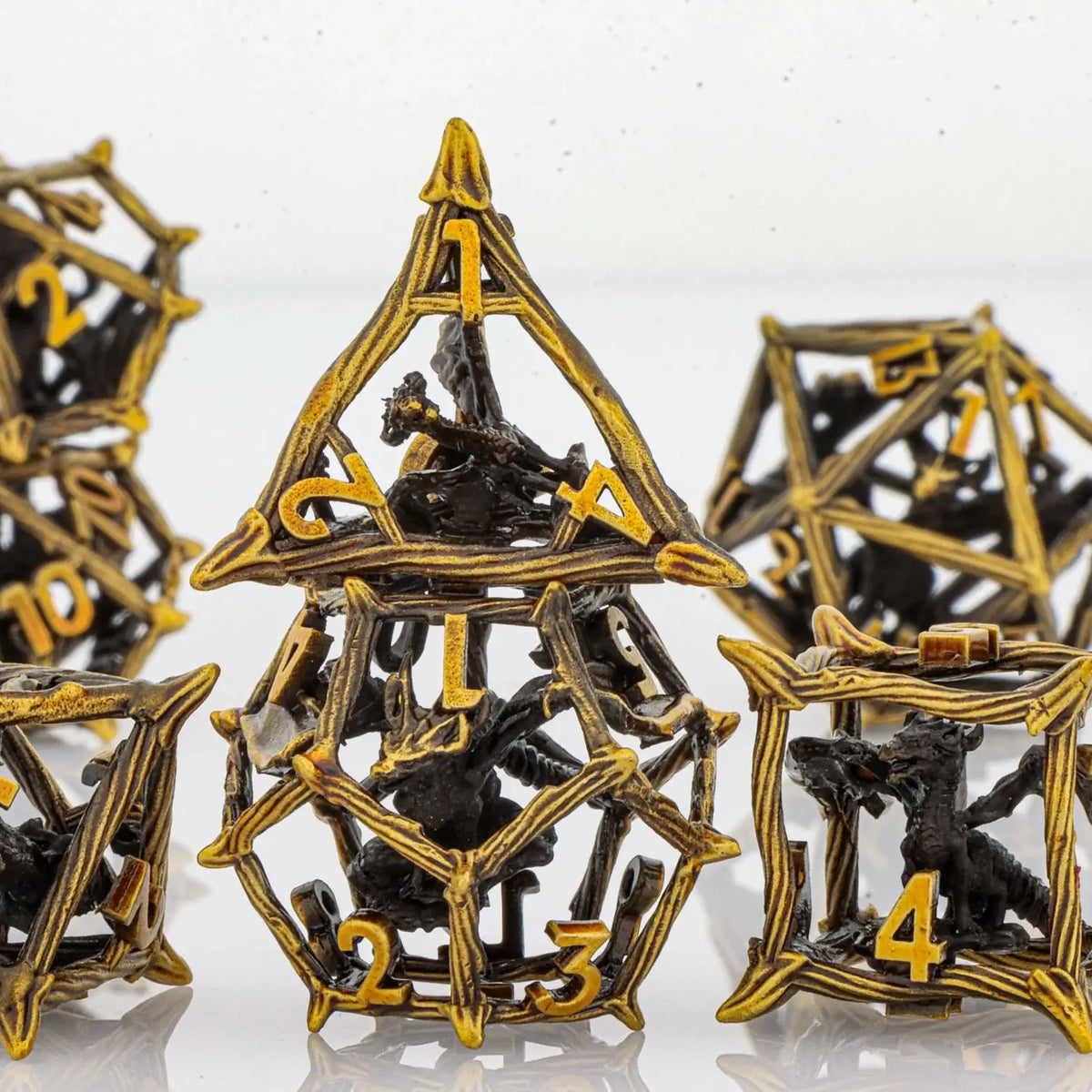 Hollow Metal Polyhedral Dragon Dice Set