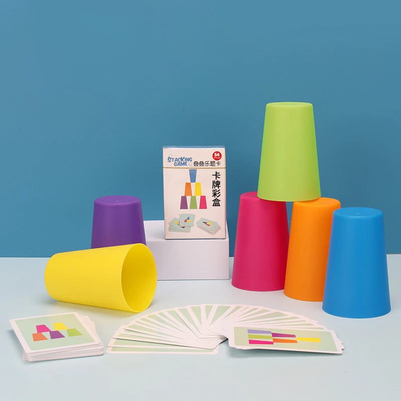 Stack Cup Speed Game with Color Recognition Cards