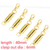 Gold-colored magnetic clasps for jewelry making with a 40mm length and 6mm clasp out diameter