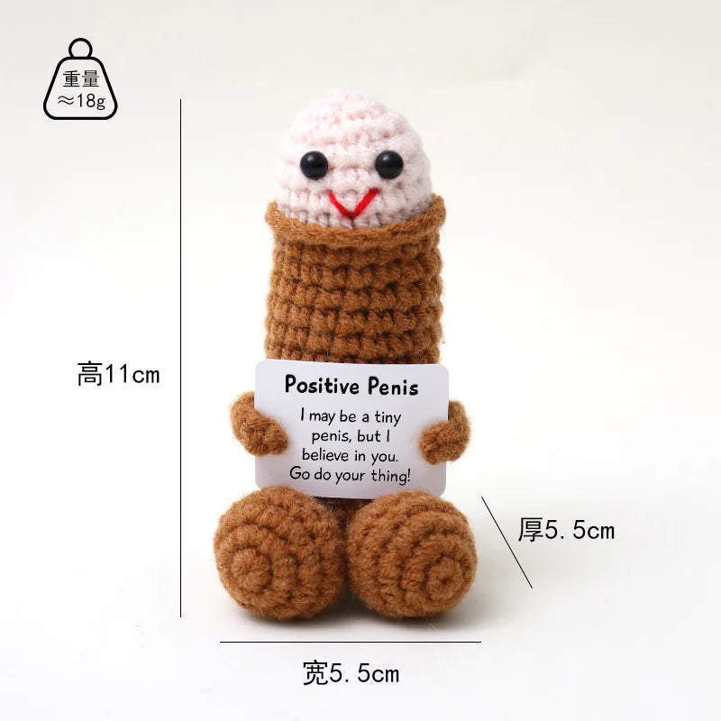 Handmade Crochet Emotional Support Poo Doll with Card