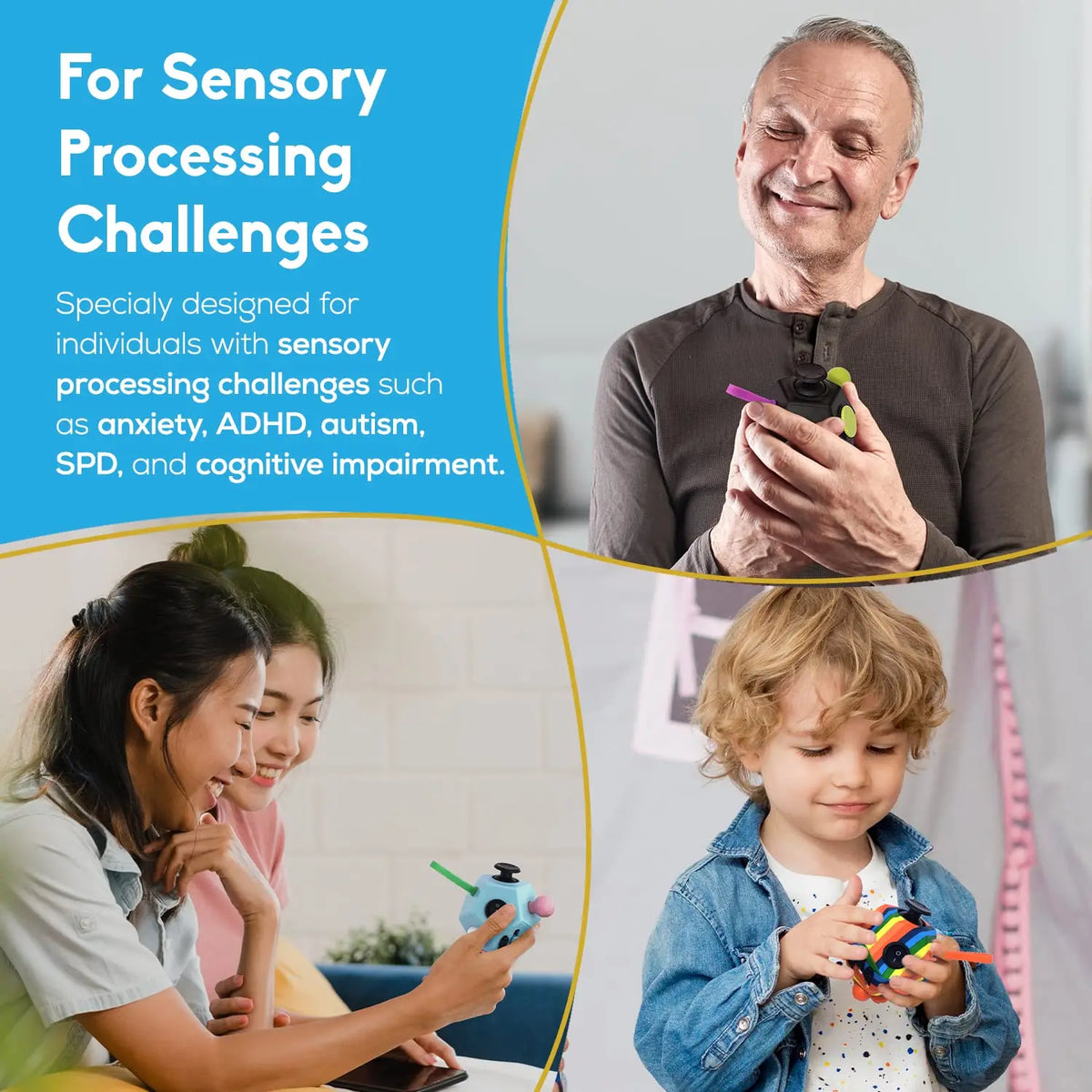 12-Side Fidget Cube for Stress Relief and Focus