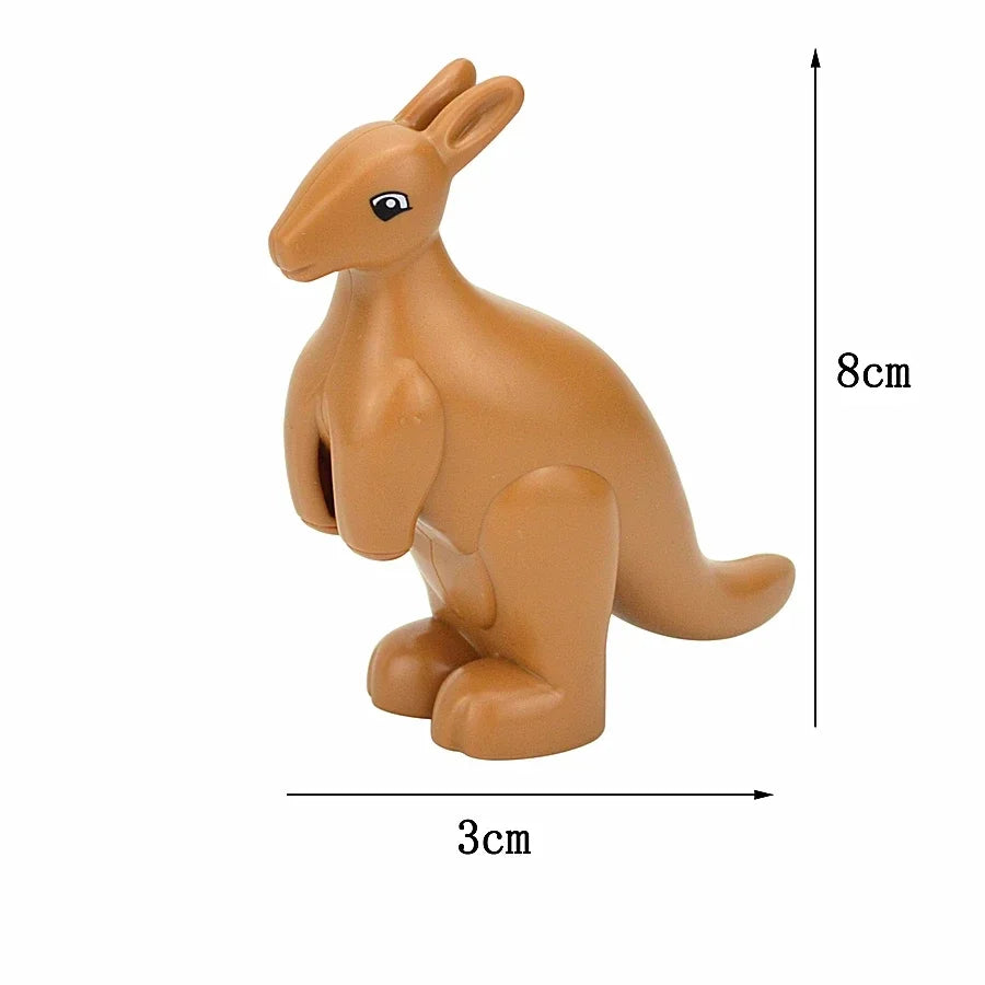 A tan, stylized rabbit building block with a long ear and body, shown in profile.