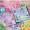 A collection of colorful die-cut stickers featuring Y2K and vintage themes like hearts, stars, and cute characters.
