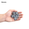 Hollow Metal Polyhedral Dice Set with Blue Dragon Design
