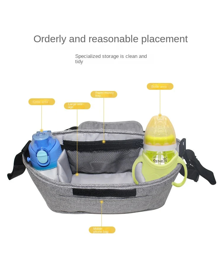 Large-Capacity Stroller Organizer Bag with Cup Holders