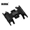 Black CNC aluminum skid plate for a 1/24 RC crawler.