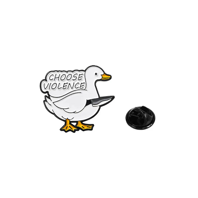 Cute Cartoon Goose Enamel Brooch Set (4-Pack)