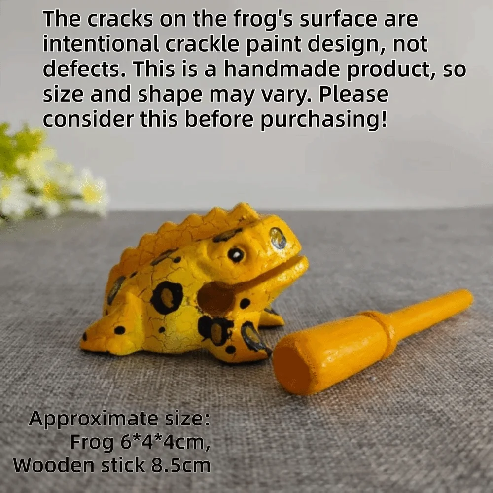 Handcrafted Wooden Frog Guiro Rasp Percussion Instrument