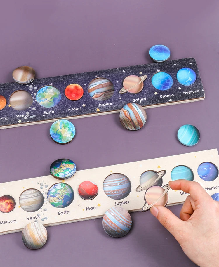 Montessori Wooden Solar System Puzzle for Kids