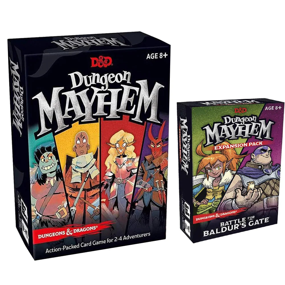 Box of Dungeons & Dragons Dungeon Mayhem Expansion Pack featuring monster characters and game components.