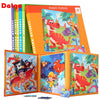 A box set of themed magnetic puzzles featuring vehicles, ocean life, and dinosaurs for children.