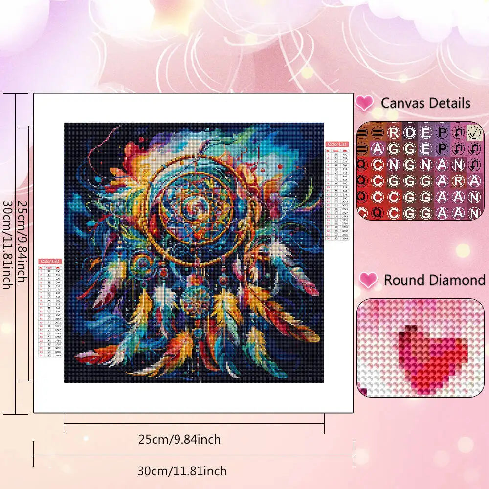 A square canvas featuring an owl design created with colorful mosaic beads and drills.