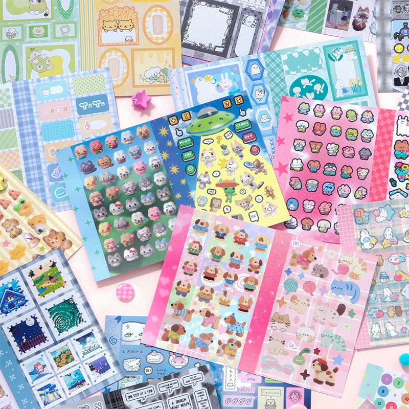 Korean Style Duplex Sticker Set (30 Sheets) for Scrapbooking & Journaling