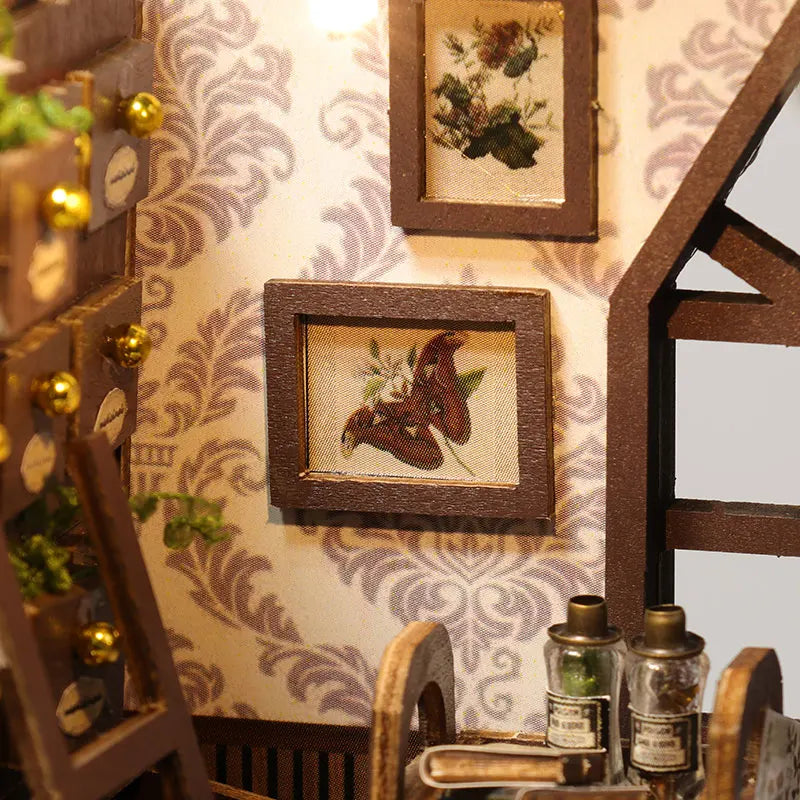 DIY Wooden Miniature House Kit with LED Lighting