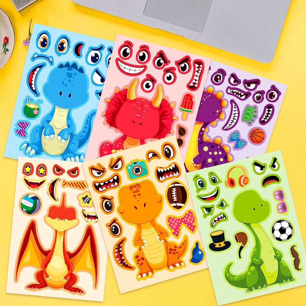 Dinosaur Make-a-Face Sticker Puzzle Set for Kids