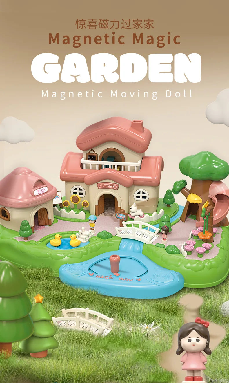 Magnetic Movable Princess Castle Dollhouse Playset