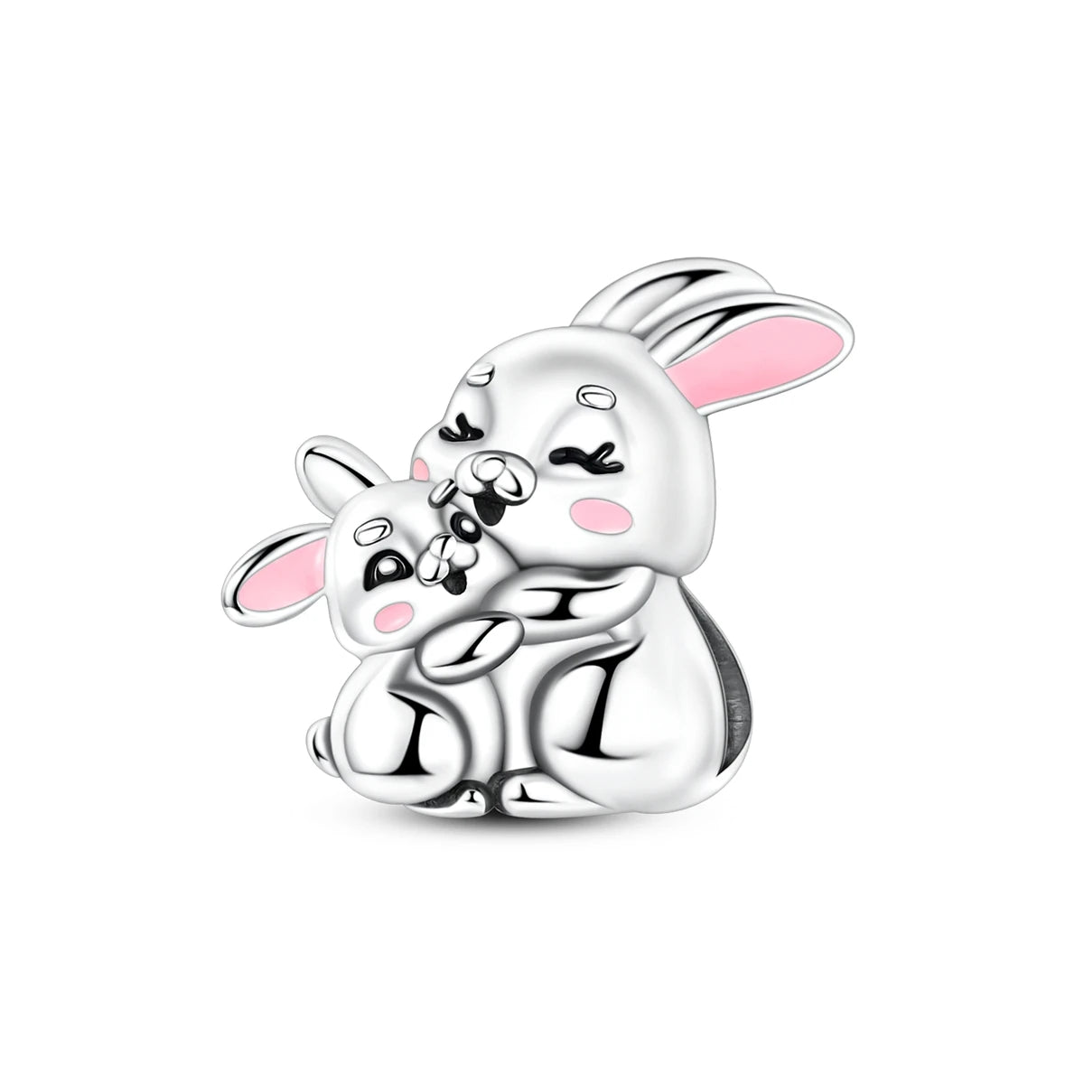 Silver-Plated Heart Charm Bead with Cubic Zirconia for Bracelets and DIY Jewelry
