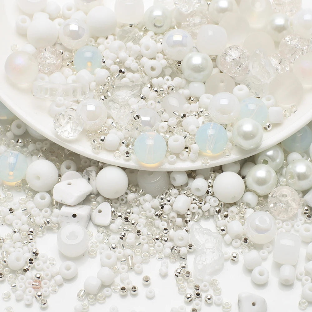 Crystal Glass Seed Beads for Jewelry Making – 45g Mixed Colors & Shapes