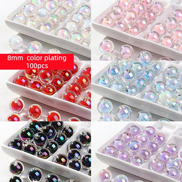 Perles acryliques 8mm transparentes et colorées pour la fabrication de bijoux.