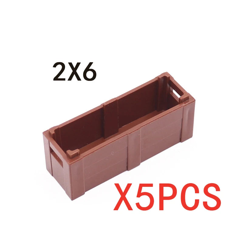 A brown wooden 2x6 building block treasure chest set with a lid, shown from above.