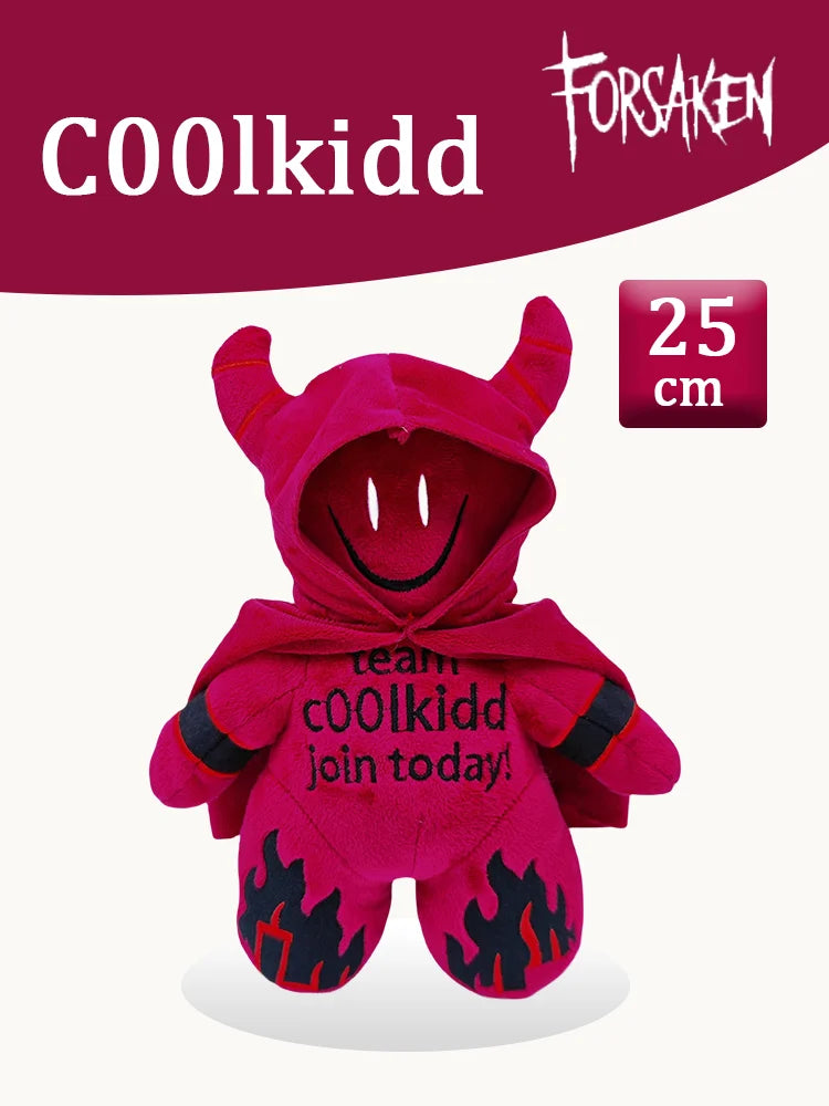A pink plush rabbit costume with a hood and team logo for the Forsaken game.